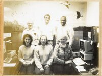 1987   Office staff include: front - Kathy Baughman, Lisa Niedermayer, Dorothy Davis; back - Joe Skourup, .Mark Fehseke, Terry Cosby 