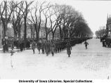 Closing parade marching south on Clinton Street, The University of Iowa, 1918