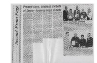 Present corn, soybean awards at farmer-businessman dinner.