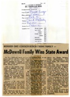 Ray McDowell family wins state award.