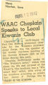 WAAC chaplain speaks to local Kiwanis club