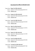 Discontinued U. S. Post Offices in Marshall County