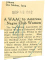 WAAC to address Negro Club women