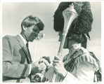 Sen. Robert Kennedy greets Scottish Highlander, The University of Iowa, 1966