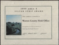 Filter Strip Award [Certificate Area 4] to the Warren County Field Office. 
