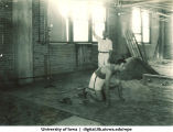 Simulating a runner in the starting blocks, The University of Iowa, 1930s