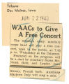 WAACs to give a free concert