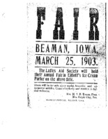 Advertising flier for a Fair held by Beaman Ladies Aid Society, March 25, 1903