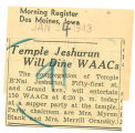 Temple Jeshurun will dine WAACs