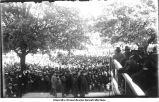 Graduation crowd on Pentacrest, The University of Iowa, 1900s