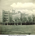 Soldiers lined up near University Hospitals, The University of Iowa, 1950s