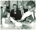 Visitors observing sculpture class, The University of Iowa elementary school, 1950s