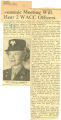 Masonic meeting will hear 2 WAAC officers