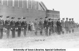Governor Daniel Webster Turner and President Walter A. Jessup observe Governor's Day ceremony, The University of Iowa, 1931