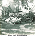 Phi Delta Theta fraternity house decorated for Homecoming, The University of Iowa, 1940s