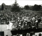 The football team at the Homecoming Pep Rally on Central Campus, 1977