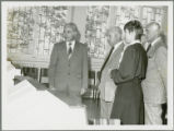 Earl O. Heady viewing research  equipment in Hungary, 1979