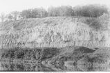Railway cut showing Aftonian soil and plant bed between Pre-Kansan and Kansan drift, Tama County, Iowa, late 1890s or early 1900s