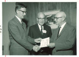 Trustees of the School of Religion receiving certificates, The University of Iowa, 1950s