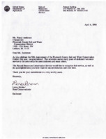 Congratulatory Letter on 50th Anniversary of the Plymouth County Soil and Water Conservation District