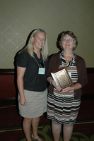 2012 Iowa Soil Conservation State Teacher Award Winner Nancy Carter and Des Momes, County SWCD Chairperson Maureen Hutchcroft 