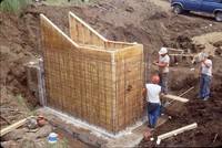 Alfred Parcel structure site during construction.