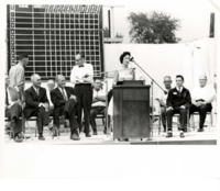 Furrow Queen Barbara Rey gives a Speech on State Field Day 1962