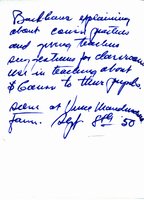 Harlon Backhaus presenting to teachers on V.W. farm, 1950