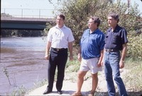 Cherokee County flood committee members meet at the river side to talk about flood control. 