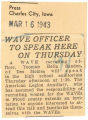 WAVE officer to speak here on Thursday