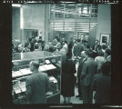 Reception in north lobby for newly built Main Library, The University of Iowa, 1951