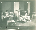 Woman and girls working on crafts, The University of Iowa, October 28, 1938