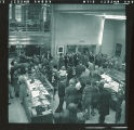 Reception in north lobby of newly built Main Library, The University of Iowa, 1951