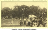 People watching hot air balloon launches, The University of Iowa, 1912
